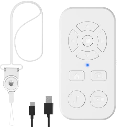 Wireless Bluetooth Camera Remote Control para Teléfonos Inteligentes y Trípodes, Control para Teléfono Móvil con Bluetooth para iOS y Android (TikTok Mando a Distancia 1 pcs - Blanco)