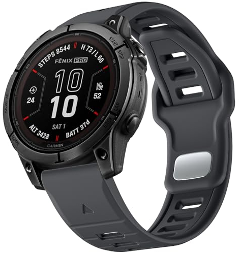 Negatta 22mm Quick Fit Armband Kompatibel mit Garmin Fenix 7/7 Pro/6/6 Pro/5/5 Plus, Forerunner 965/955/945/935/745, Approach S70 47mm/S62/S60/Epix 2/2 Pro 47mm,Weiches Silikonband für Garmin Instinct