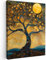 MuchoWow© Impressions sur Toile 50x70 cm Deco Tableau Murale Decoration Salon Peinture Tableaux Chambre Toiles Maison Arbre - Lune - Fleurs - Or - Art