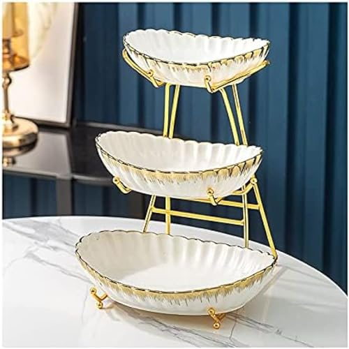 Frutero Bandeja De Tres Niveles Bandeja De Frutas De Múltiples Capas Hogar Sala De Estar Mesa De Centro Creativo Avanzado Moderno Frutero Bandeja De Frutas De Lujo Fruteros,Blanco