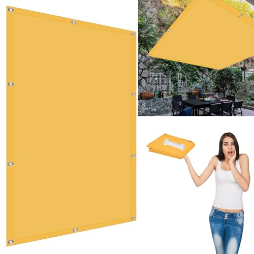 Sonnensegel Wasserdicht 6.6 x 9 m Schattentuch Resistant Reißfestigkeit für Garten Terrasse Balkon, Golden