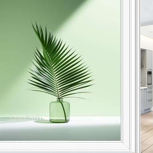 Glasflasche Pflanze Buntglas Fensterfolie Tropische Palmblatt Rustikale Privatsphäre Fensterfolie Glastürabdeckung Nicht klebende Fensteraufkleber für Badezimmer Küche 80 * 140cm
