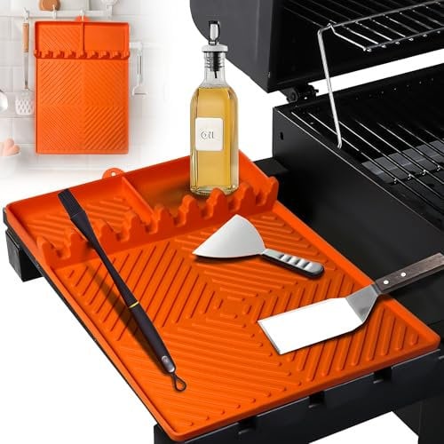 Silikon Grillmatte,Silicone Grill Mat für Blackstone,Grill-Seitenablagematte,Griddle Tools Matte,Baking Tray Tool Mat,Silikonmatte für Küchen Herd Grill Arbeitsplatten (orange)