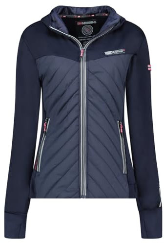 Geographical Norway Triangle Lady Veste Softshell Capuche Femme Impermeable Outdoor - Blouson Coupe Vent Resistant - Activites En Exterieur Randonnee Ski Automne Hiver Printemps (Marine Rose S)