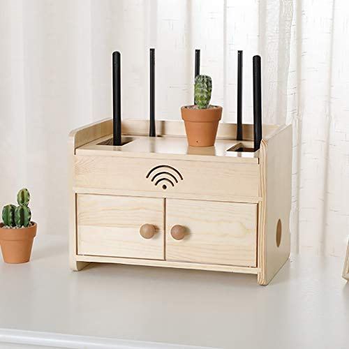 HUNTFF Wifi Router Storage Box/Wall-Mounted Multimedia Tv Console/Cable Management Box, Double Door Design, Contemporary Lounge, Dining Or Living Room Furniture