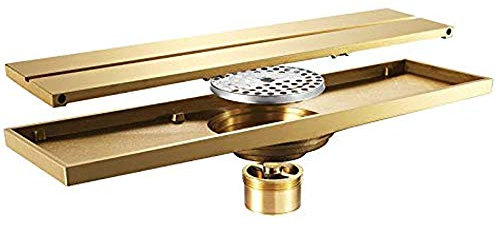 IUokLU Gold Linearer Duschablauf versteckter Bodenablauf Messing rechteckiger Duschbodenablauf mit Abnehmbarer Abdeckung Badezimmer-Duschablauf für Badezimmer