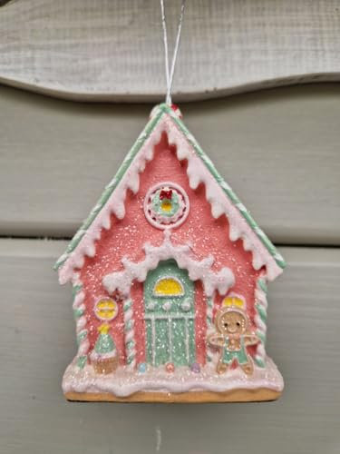 Arinosa Lebkuchenhaus Shabby Weihnachtsdeko Rosa Pastell Mint 5,5x6,5x9cm zum Hängen