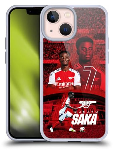 Head Case Designs Officially Licensed Arsenal FC Bukayo Saka 2024/25 First Team Gel Case [Military Grade Protection] Compatible with Apple iPhone 13 Mini and Compatible with MagSafe