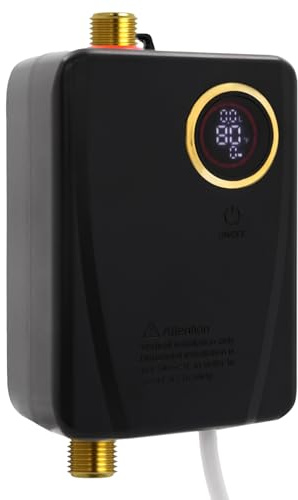 Elektrischer Warmwasserbereiter 3500W Durchlauferhitzer mit LED-Anzeige für Küche und Bad Wandmontage Sofort Warmes Wasser Kompakte Größe für Kleine Räume (Schwarz)