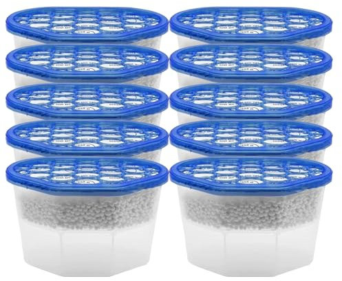 AQS INTERNATIONAL - Interior Dehumidifier 500ML - Pack of 10 - Damp Remover Moisture Absorber Dehumidifiers - Condensation Remover, Mildew, Mould on Home, Wardrobe, Bedroom, Caravan, Office, Garage