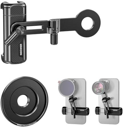 Neewer Universal Phone Camera Lens Clamp for 17mm Phone Lenses with 17mm to 37mm & 58mm Filter Adapter Ring Phone Tripod Mount Compatible with iPhone 16 Pro Max Samsung Galaxy S24 Ultra, PA047