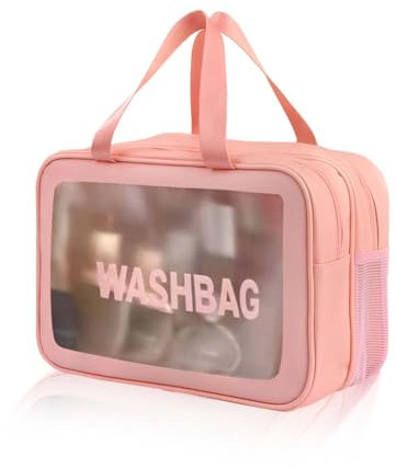 Boic Trousse De Toilette Transparente, Trousse De Toilette Homme Femme, Grande Trousse De ToiletteTrousse Transparente Maquillage Trousse De Maquillage (Rose, L)