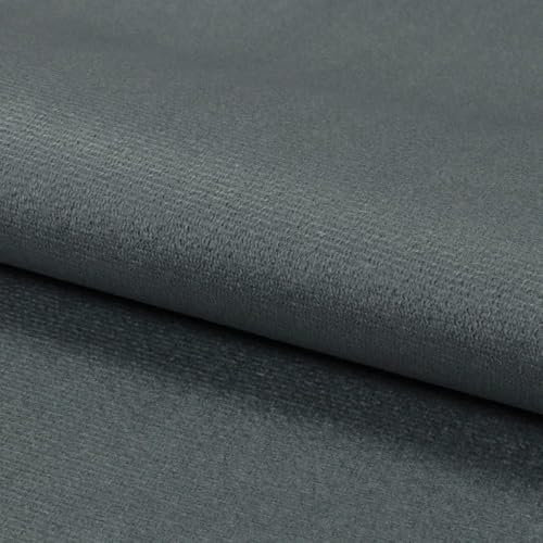 Fabreco MONILLA Microfaser Velours – Weicher und strapazierfähiger Möbelstoff, vielseitiger Polsterstoff und Samtstoff in Uni-Farben, Meterware 143 cm breit, ideal für Sofas und Stühle - Hellgrau