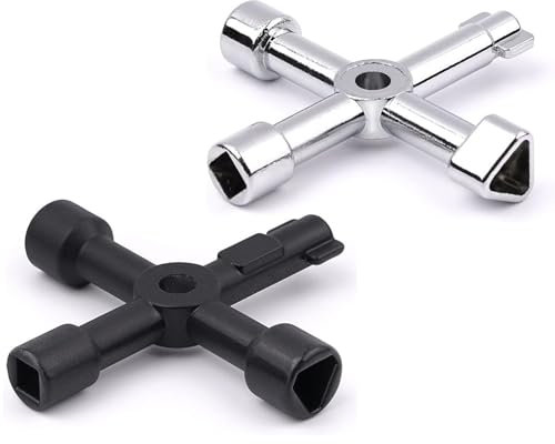 AIYIBEN 4-Way utilities Key, Universal Utility Key Radiator Key, Used to Open The Key of Electric Gas Meter Box, Hatch, Meter Cabinet, attic Hatch, Trash can, Control Cabinet.