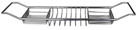 MagiDeal Bathtub Tray Bath Shelf Multifunctional Stainless Steel Bath Tray Bathtub Storage Rack for Towel Phone Book Holder over Tub, Silver