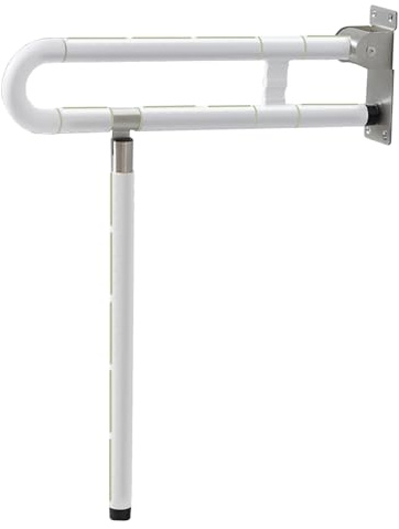 Poignée de Support Pliable Antidérapante pour Toilettes Avec Jambes, Blanc | Barre Dappui Wc Handicapé, 60 cm, Salle de Bain Barre, pour Personnes âgées et Enceintes