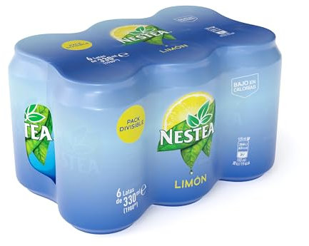 Nestea Refresco de Té con Limón, Lata 33 cl, Pack de 6, Con Azúcar y Edulcorantes, Sabor Refrescante y Natural, Optimo para Disfrutar Frío