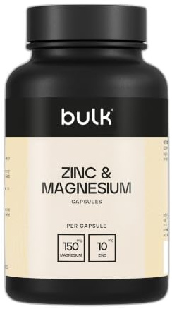 Bulk Zinc & Magnesium Capsules, 60 Capsules | Bioavailable Mineral Supplement for Muscle Support & Tiredness, Vegan Friendly