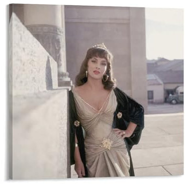 YOUMAN Poster Gina Lollobrigida, Schauspielerin, Italien, schönes Gemälde auf Leinwand, Wandkunst, Poster, Rollbild, Wanddekoration, Heimposter, 40 x 40 cm