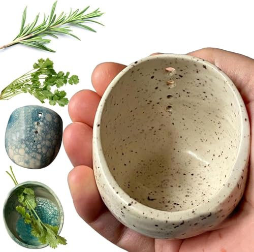 Pottery Herb Stripper, Herb Stripper Bowl, Handmade Herb Stripper Tool, Pottery Herb Stripper Cups, Handmade Different Round Hole Sizes, Kitchen Leaf Stripping Tools