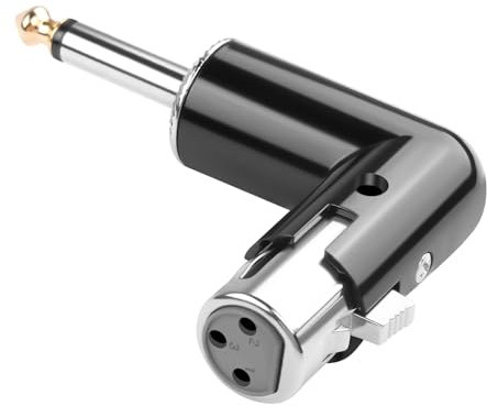 QIANRENON Adjustable 90° Angle XLR Female to 1/4 TS Microphone Adapter 3Pin-XLR Socket to TS 6.35mm Male Mono Unbalanced Right Angle Connector xlr Jack Position Tunable, for Guitar Amplifier Mixer