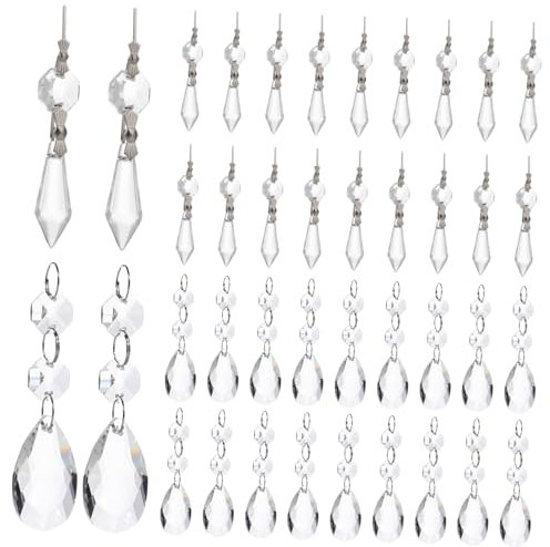 Toddmomy 48 Stück Kristall-anhänger Decke Klein Fensterkristalle Modern Kronleuchter Ersatzkristalle Strasssteine Hängend Lampe Kronleuchter Kristalle Teile Transparent Kristall