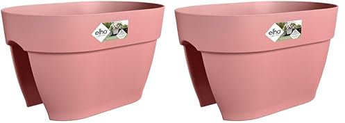 Elho Vibia Campana Flower Bridge 40 - Planteur pour Balcon & Extérieur - Ø 39.0 x H 22.0 cm - Rose/Rose Poussière (Lot de 2)