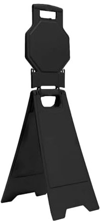 Blank Warning Floor Sign | 100CM Black Caution Warning Board | Customisable Double-Sided Floor Sign | Freestanding Foldable Safety Sign for Commercial Use, Restaurants, Hotels, Offices