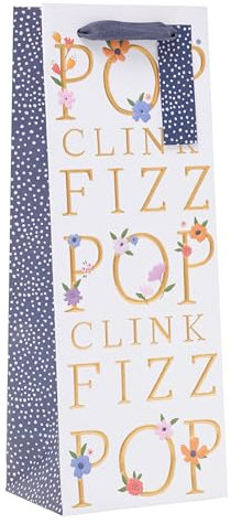 UK Greetings | Bottle Bag - From The Camden Collection | Party/Gift Bag | Birthdays/Weddings/Christmas/Graduation/Exam Results | Pop, Clink, Fizz Design | 13.3 x 32.7 x 8.3cm