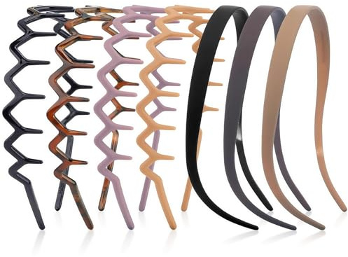 AuraFusion Haarreifen Damen – 7er Set Zickzack-Design, Bequeme Plastik-Haarbänder, 90er-Jahre-Trend, Geschenk für Frauen und Mädchen
