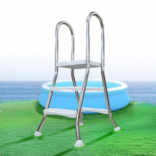 Scaletta Piscina Fuori Terra in Acciaio Robusto 85cm, Scala Piscina Fuori Terra a 2 Gradini a Doppio Lato, Gradini per Piscina Fuori Terra Resistenti, Capacità 250kg**,85cm