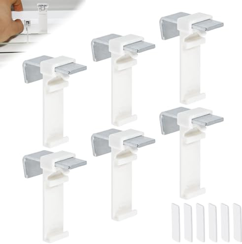 VGECEE 6 STK Klemmhalter für Klemmfix Rollo, Doppelrollo, Duo-Rollo, Klemmträger Halterung Klebehalter für Klemmfix Rollo Duorollo ohne Bohren zum Klemmen und Kleben, als Zubehör für PVC, Holz-Fenster
