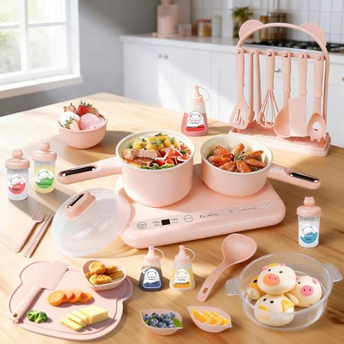 Cicicooie Mini Real Kitchen Food Making Games, Junior Easy Montessori Educational (Pink)