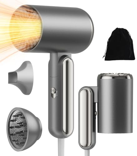Haartrockner mit Diffusor,1800w Ionen klappbar Föhn,3 Heizstufen, Klappbar Reiseföhn für Frauen & Männer, Mit Düse & Storage-Beutel,Schnelltrocknend, Leicht,Geschenk für Frauen & Männer, Glättbürste