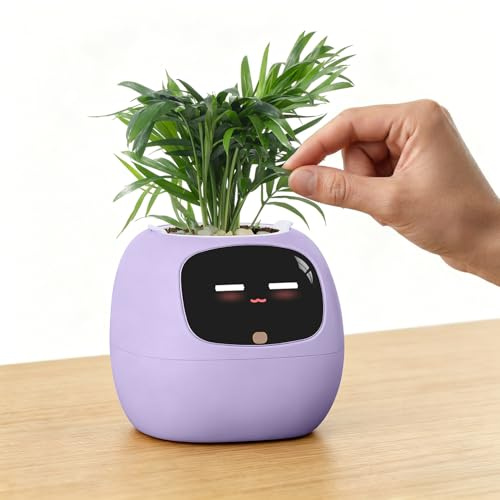 Ivy Interactive AI Desk Companion & Smart Plant Pet - Maceta de interior para mascotas, color violeta