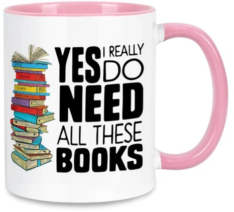 Book Lover Gifts for Women, Book Mug 11Oz, Book Gifts for Book Lovers Coffee Mugs, YES I Really DO Need All These Books Ceramic Mug for Tea Hot Coffee Milk Juice, Bookish Gifts for Women Girls