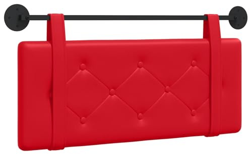 vidaXL Hängendes Kopfteil Rot Kunstleder, Modernes Schlafzimmer, Rechteckiges Wandkopfteil, Gepolsterte Rückenlehne, Minimalistisches Design, Platzsparend und elegant