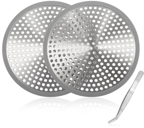 2 Pcs Abflusssieb Silikon Haarsieb Dusche Bathroom Accessories mit Pinzette | Abflusssieb Dusche für Badewanne Badezimmer Küche Sink Grau 12cm