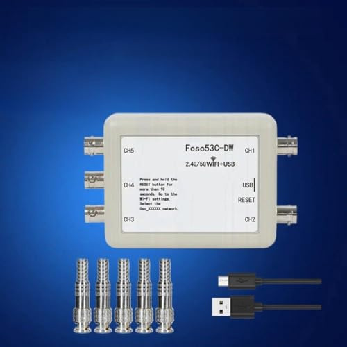 Fosc53C-DW Oscilloscope double bande WiFi USB 5 canaux pour analyse de signal, contrôle industriel, systèmes embarqués, laboratoire de test automobile R&D