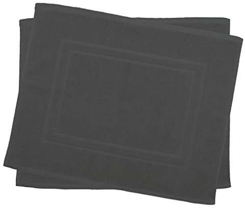 Julie Julsen 2er Pack 50 x 40 cm Badvorleger in Premium Qualität 900 gm2 in aktuellen Farben und 4 Größen aus Baumwolle Badematte Badteppich Duschvorleger Design Doppel Rahmen Anthrazit