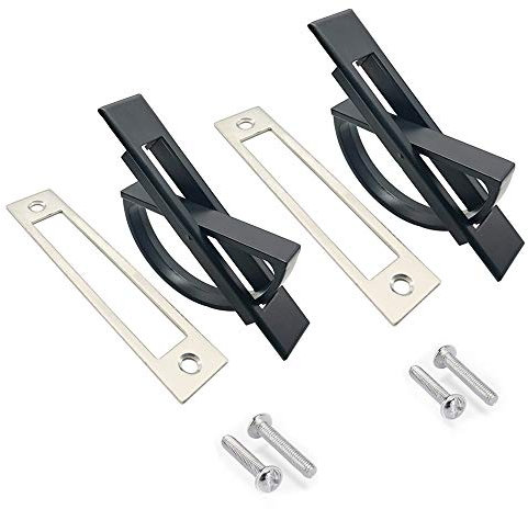 Maniglia per porta scorrevole a scomparsa, girevole a 180°, in lega di zinco Tatami, per armadietti, credenze, mobili, da incasso, colore: nero