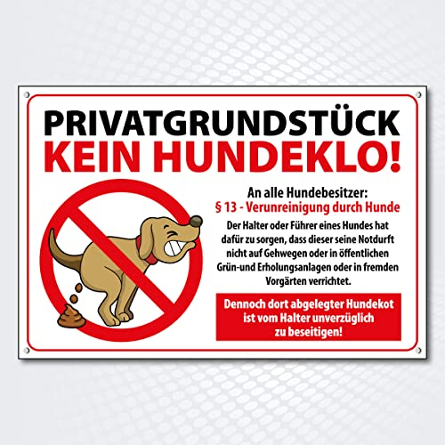 Hochwertiges Schild aus Alu-Dibond mit UV-Schutzlackierung PRIVATGRUNDSTÜCK kein Hundeklo 300 x 200 mm rechteckig | Hundekot, Hundehaufen |