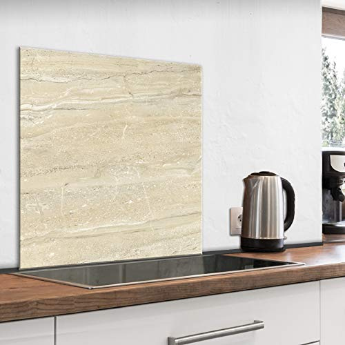 murando Glass Splashback for Kitchen Backsplash Cooker Protector | Tempered Glass Decorative Wall Art Panel Heat Resistant Graphic 60x60 cm / 24x24 Marble Stone look