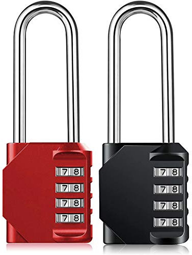 Combination Padlock for Lockers, Heavy Duty Weatherproof Code Padlocks, 4 Digit 6.5cm Long Shackle Resettable Pad Lock for Outdoor Gate, Shed, Fence, Hasp Storage, Gym School Locker (Red&Black)