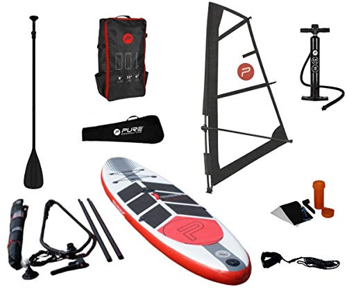 Pure4Fun WindSUP Touring 320 - aufblasbares Stand Up Paddle Board mit Windsurf-Rigg (3 qm Segel)