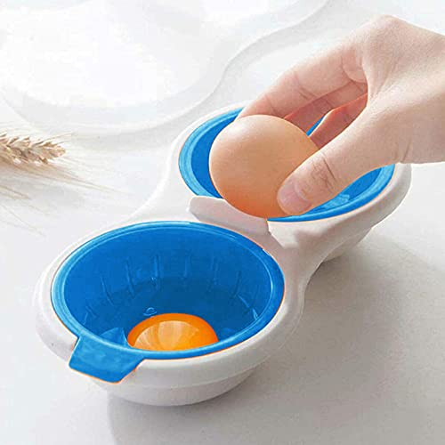 Eggs Poacher Cup,Draining Egg Boiler Microwaveable, Double Cup Egg Cooker Egg Steamer Kitchen Gadget, Microwave Food Grade Cookware Steamed Egg Set for Breakfast Boiled Eggs