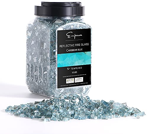 Empava 4,5 kg Reflektierendes gehärtetes Glas für Gas-Feuerstelle, 0,64 cm, Karibikblau