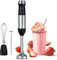 YIOU Immersion Blender, Ultra-Stick Hand Blender Variable Speed Stick Blender 500 Watt Heavy Duty Copper Motor Brushed 304 Stainless Steel for Soups Sauces and Smoothie, Set Midnight Black