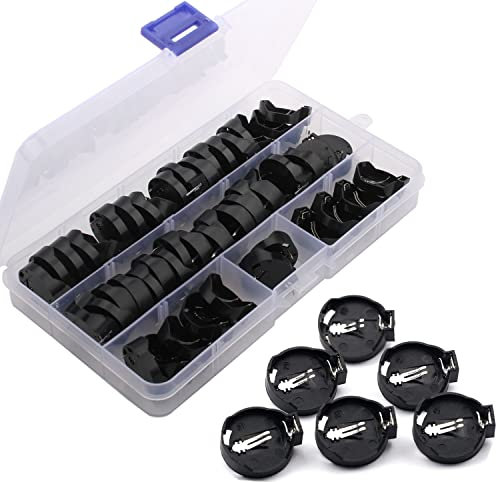 RUNCCI-YUN 50Pcs CR2032 CR2025 Coin Cell Button Battery Holder Case for 3V Button Battery, Black