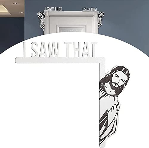 Creative Funny Home Decor Jesus I Saw That, I Saw That Jesus Door Sitter, I Over Door Jesus Sign Wood Jesus I Saw That Funny Jesus Door Hanger Funny Home Decor (Black-Right)